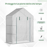 easycomfort easycomfort serra da giardino in pe e acciaio per esterni con 2 scaffali e porta avvolgibile 143x73x195 cm bianco