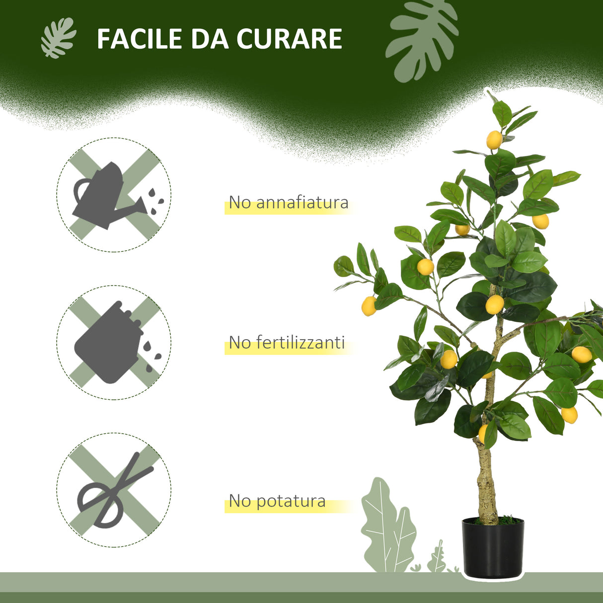 easycomfort easycomfort set 2 piante artificiali di limone e arancia alte 120cm per interno con vaso