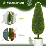 easycomfort easycomfort set 2 piante finte di cipresso con vasi 12x16 cm muschio e cemento in pe e plastica verde e bianco