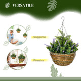 easycomfort easycomfort set 2 piante finte di lavanda con vaso e gancio in pe e vimini 25x34 cm verde e viola