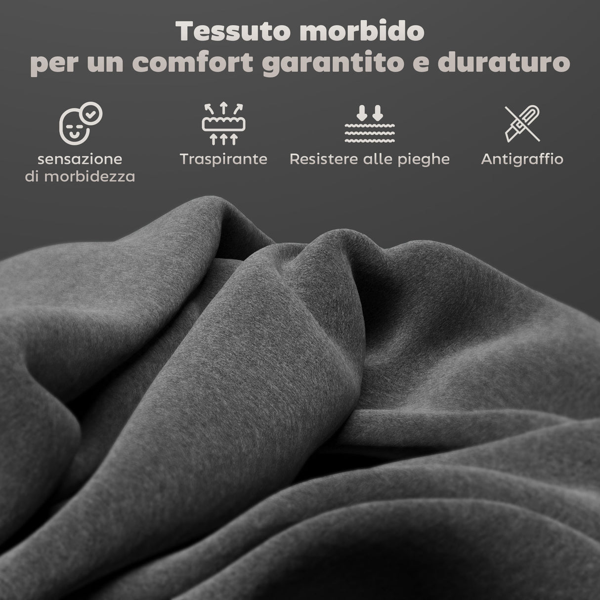 easycomfort easycomfort set 2 sedie da pranzo imbottite in velluto con schienale ergonomico senza braccioli grigio