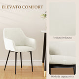 easycomfort easycomfort set 2 sedie da pranzo nordiche imbottite con braccioli ricurvi in tessuto effetto velluto 54x57x80 cm crema