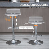 easycomfort easycomfort set 2 sgabelli da bar con altezza regolabile seduta girevole e poggiapiedi metallo e acrilico trasparente