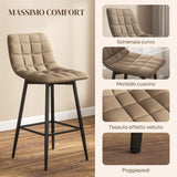 easycomfort easycomfort set 2 sgabelli da cucina stile nordico in tessuto effetto velluto e metallo 45x47x84 cm marrone