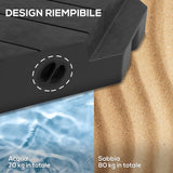 easycomfort easycomfort set 4 mattonelle base per ombrellone a braccio riempibili con acqua o sabbia fino a 80 kg nero