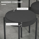 easycomfort easycomfort set 4 sgabelli bassi e rotondi in metallo e tessuto effetto velluto 41 5x41 5x46 cm nero