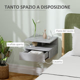easycomfort easycomfort set da 2 comodini sospesi per camera da letto con cassetto e mensola in legno 35x32x22 5cmgrigio