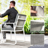 easycomfort easycomfort set da esterno 3 pezzi con 2 sedie con braccioli e cuscini e tavolo con piano in vetro bianco