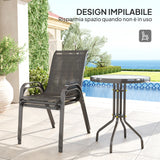 easycomfort easycomfort set da giardino 3 pezzi con 2 sedie da giardino 54x71x93 cm e tavolino rotondo 60x71 cm in acciaio nero