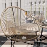 easycomfort easycomfort set da giardino 3 pezzi in rattan pe e acciaio con 2 sedie ovali e tavolino da caffe nero e color legno