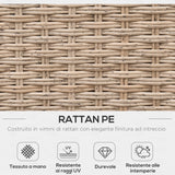 easycomfort easycomfort set da giardino 4 pezzi in rattan divano angolare con cuscini e tavolini nero e marrone chiaro