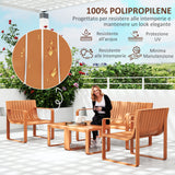 easycomfort easycomfort set da giardino 5 pezzi a doghe con divanetto 2 poltroncine e 2 tavolini in polipropilene arancione