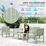 easycomfort easycomfort set da giardino 5 pezzi a doghe con divanetto 2 poltroncine e 2 tavolini in polipropilene verde