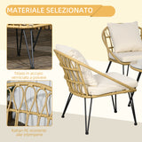 easycomfort easycomfort set da giardino 5 pezzi in rattan con tavolo rotondo 82x50 cm e 4 sedie 72x72x75 cm con cuscini
