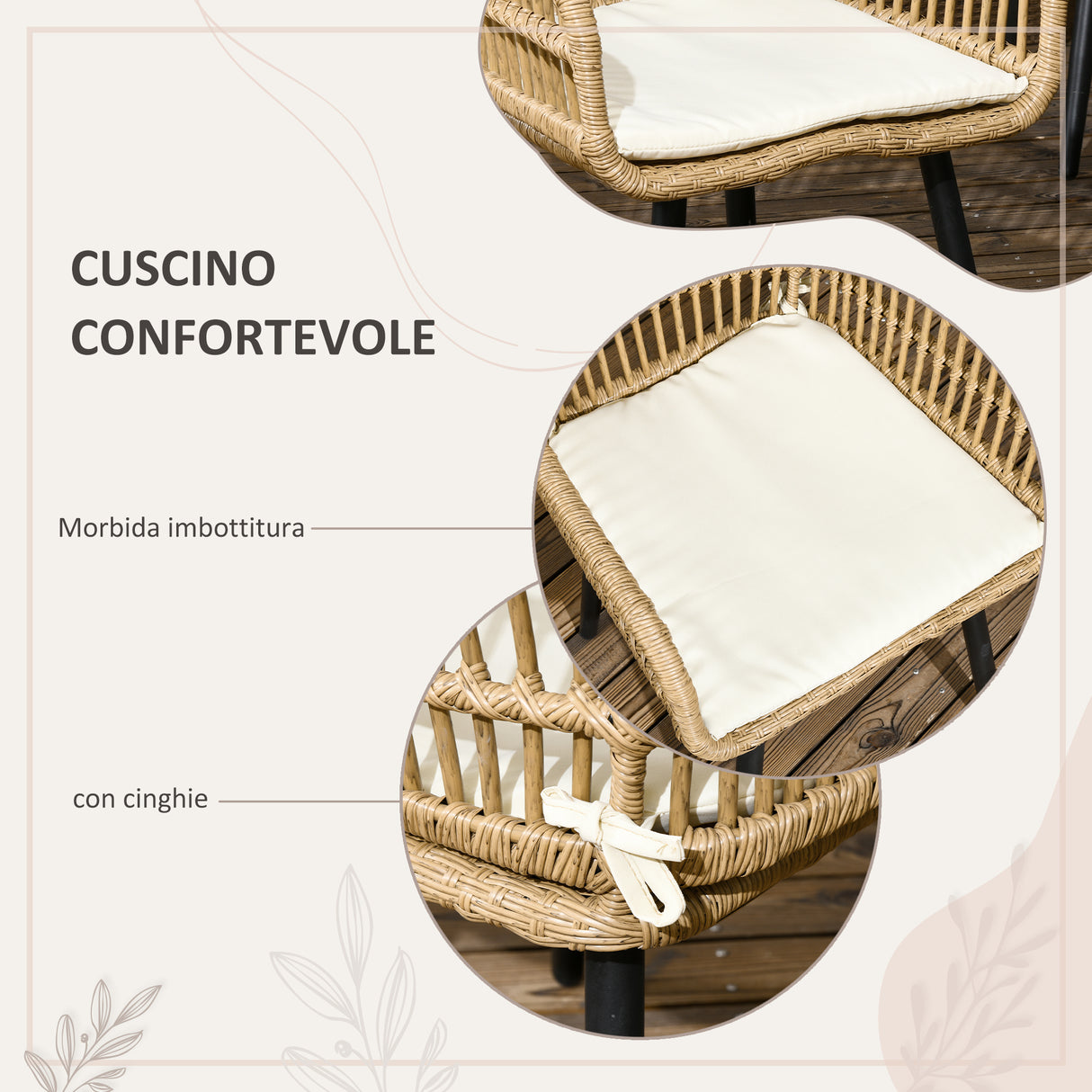 easycomfort easycomfort set da giardino 7 pezzi in rattan pe con tavolo da pranzo 153x89x74 cm e 6 sedie 52x62x78 cm con cuscini