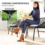 easycomfort easycomfort set da giardino con 2 sedie con cuscino e tavolino da caffe in acciaio e rattan pe nero