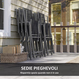 easycomfort easycomfort set da giardino con tavolo allungabile in vetro e 6 sedie da esterno pieghevoli acciaio e textilene grigio