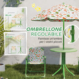 easycomfort easycomfort set da giardino per bambini 2 5 anni con tavolino rotondo 2 sedie pieghevoli e un ombrellone verde