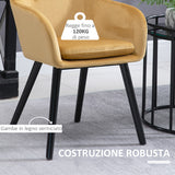 easycomfort easycomfort set di 2 sedie per sala da pranzo con braccioli imbottite e in velluto 54x56x74cm giallo