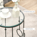 easycomfort easycomfort set di 2 tavolini da caffe impilabili in metallo e vetro temperato 41x57cm e 36x51cm nero