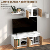 easycomfort easycomfort set mobile tv e armadietto a muro con 7 ripiani e scaffale aperto in legno 120x41x43 3 cm bianco e color legno