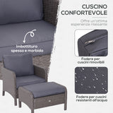 easycomfort easycomfort set mobili da giardino 2 poltrone 2 poggiapiedi 1 tavolino in vetro temperato rattan grigio
