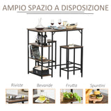easycomfort easycomfort set tavolo alto con 2 sgabelli e scaffale stile industriale in metallo e legno arredamento moderno bar e cucina marrone rustico ean 8054144139098