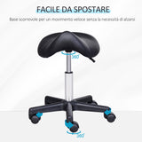 easycomfort easycomfort sgabello girevole a sella con ruote e altezza regolabile imbottito e rivestito in finta pelle nero