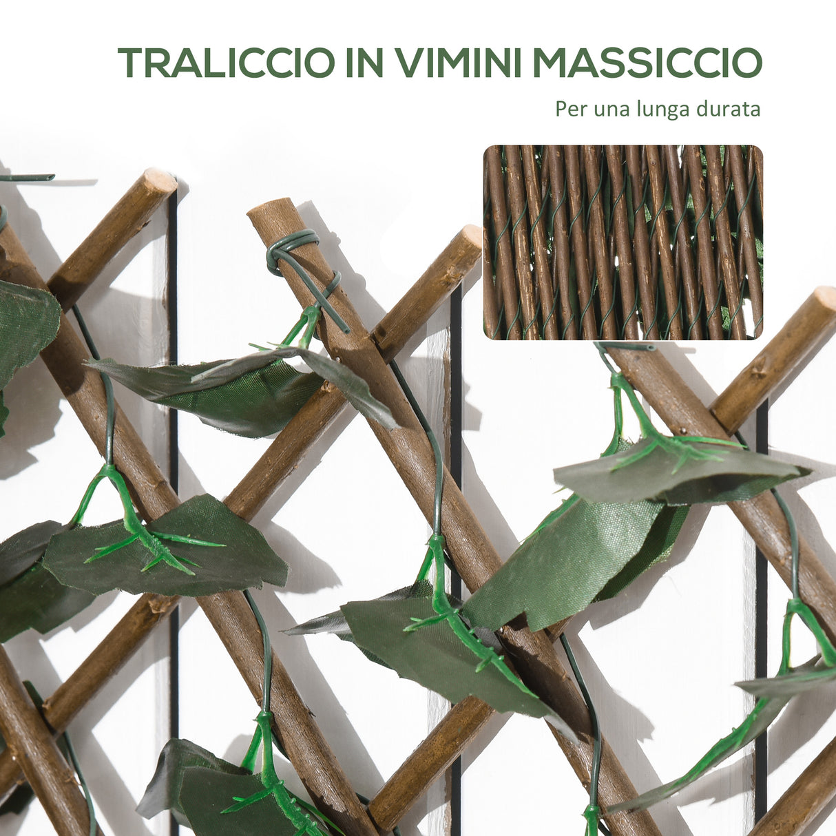 easycomfort easycomfort siepe artificiale a 2 sezioni da 356 foglie di edera in poliestere e rattan 200x100 cm verde e marrone