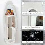 easycomfort easycomfort specchio a figura intera con cornice ondulata in velluto specchio da terra e da parete 160x50 cm bianco