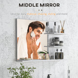 easycomfort easycomfort specchio da bagno a parete con 2 ripiani laterali e ripiano inferiore in mdf e vetro 75x10x48 cm bianco