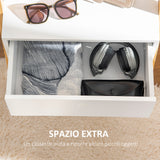 easycomfort easycomfort specchio da terra con cassetto in mdf e bambu 45x30x160 cm bianco e color legno