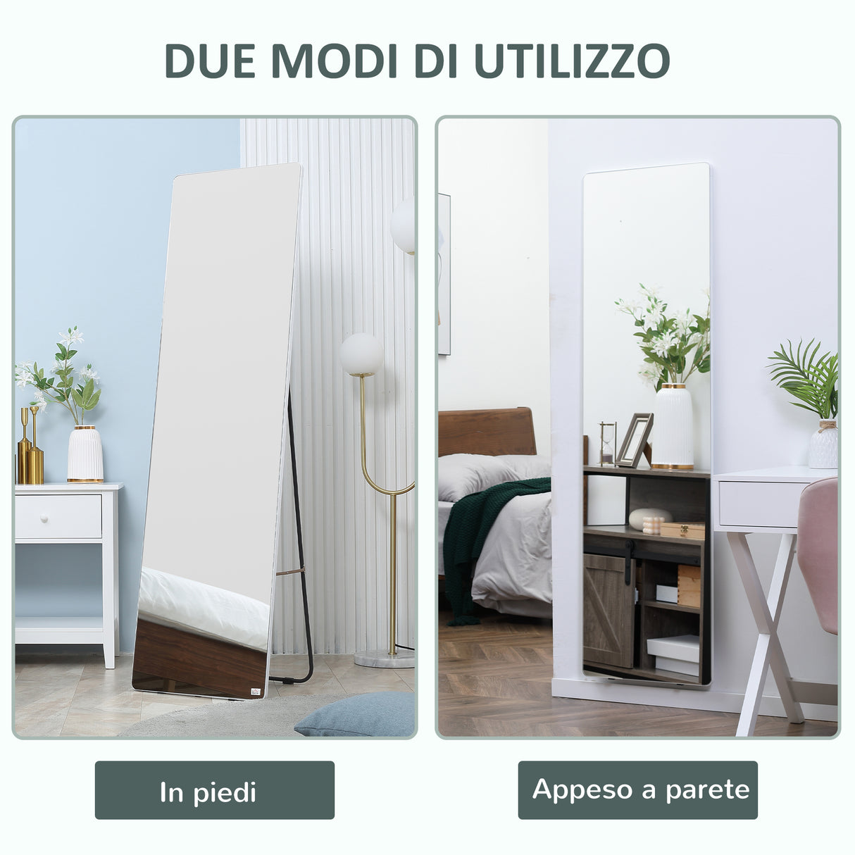 easycomfort easycomfort specchio da terra e parete con struttura in alluminio per camera ingresso e bagno 45x37x158 5cm