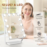 easycomfort easycomfort specchio trucco illuminato inclinabile con 12 luci led e luminosita regolabile 32 8lx11x47 4cm