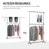 easycomfort easycomfort stender appendiabiti con altezza ed estensione regolabili 4 ruote girevoli acciaio inox e abs 165x48x180cm