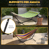 easycomfort easycomfort supporto per amaca da 330 cm max con 6 fori e rotelle in metallo 290x120x115 cm nero