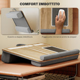 easycomfort easycomfort supporto per laptop da 15 6 con tappetino mouse e poggia polsi slot per tablet e smartphone rovere