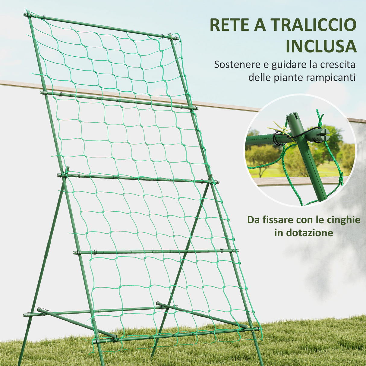 easycomfort easycomfort supporto per pomodori a forma di a a livelli regolabili con rete in acciaio pe e pp 101x133x227 cm verde