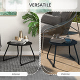 easycomfort easycomfort tavolino da esterni 48x37 cm in metallo nero con piedini regolabili