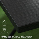 easycomfort easycomfort tavolino da esterni pieghevole in acciaio con piedini antiscivolo 60x60x71 cm nero