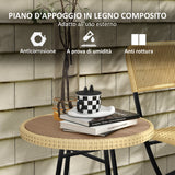 easycomfort easycomfort tavolino da giardino moderno in rattan e acciaio 50x50x55 cm nero e color legno