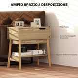 easycomfort easycomfort tavolino da salotto in stile boho con ripiano a scomparsa e ripiano aperto in mdf 30x60x60 5 cm color legno