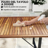 easycomfort easycomfort tavolo da giardino 160x90 cm in legno di acacia e acciaio con piano a doghe teak