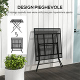 easycomfort easycomfort tavolo da giardino pieghevole quadrato con piano a rete in acciaio 80x80x74cm nero