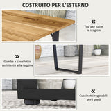 easycomfort easycomfort tavolo da giardino rettangolare a 6 posti con foro per ombrellone legno e acciaio 175x80x75 cm marrone