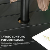 easycomfort easycomfort tavolo da giardino rotondo per 4 persone con foro per ombrellone e doghe in metallo 115x72cm nero
