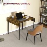 easycomfort easycomfort tavolo da pranzo a ribalta stile industriale per 2 4 persone in legno e metallo 120x79x79 cm marrone rustico