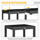 easycomfort easycomfort tavolo da pranzo allungabile da giardino con piano in vetro e alluminio 80 160x80x75 cm nero