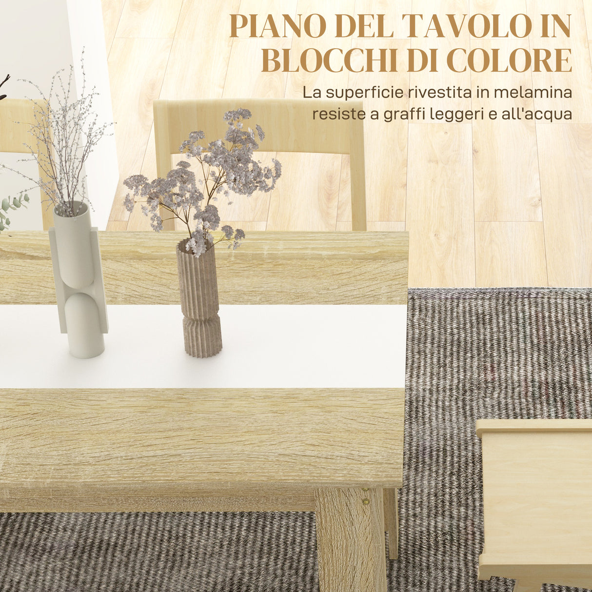 easycomfort easycomfort tavolo da pranzo moderno per 6 persone max in truciolato 140x89 5x75 cm bianco e color rovere