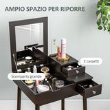 easycomfort easycomfort tavolo da trucco 2 in 1 con specchio ribaltabile e 2 cassetti 60x50x85 5 cm nero